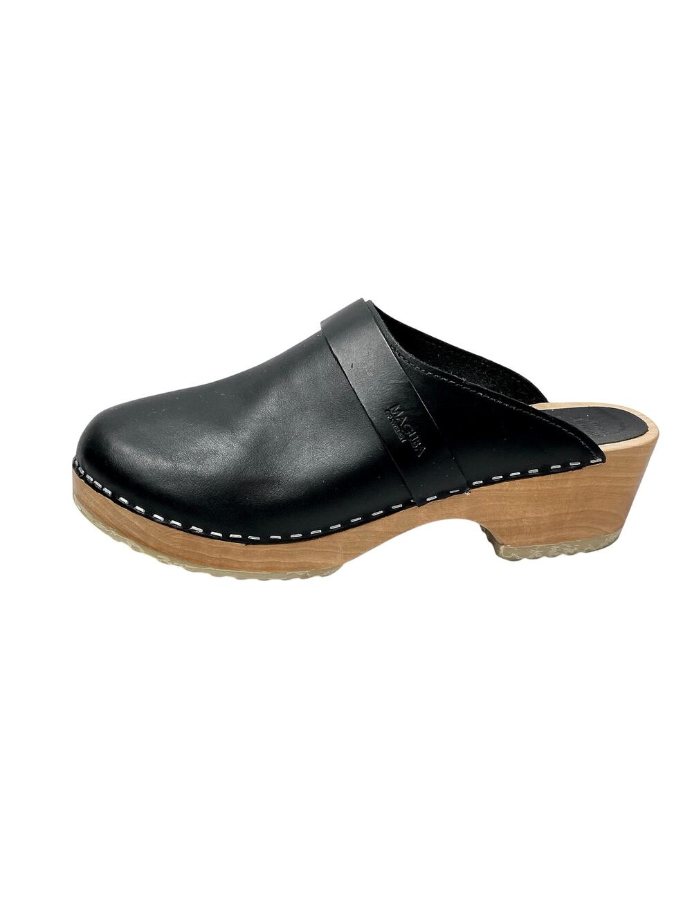 Maguba Berkeley Women's Black Leather Round Slip On Clogs Mules Shoes Size 10